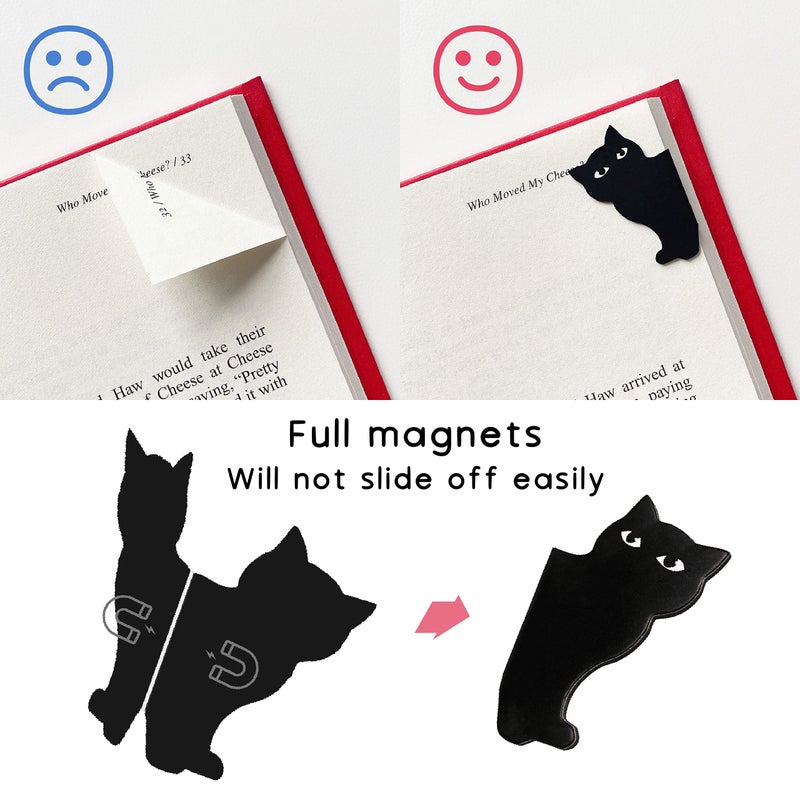 yasest Magnetic Bookmarks - 6 Pieces Assorted Cute Book Markers Clip Set for Teachers Students Book Lovers Reading  for School Office Home Supplies  Kawaii Cat Magnet Page Markers - Image 2